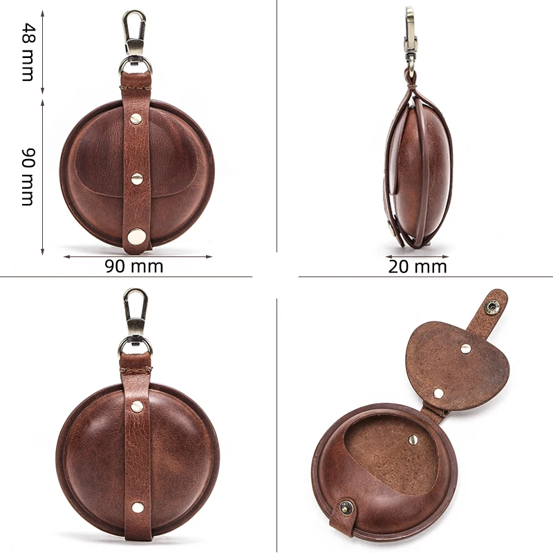 Genuine Leather Coin Purse Keychain Airpods Pro Case Samsung Galaxy buds live Case box Earphone Cable Cover Storage Mini Bag