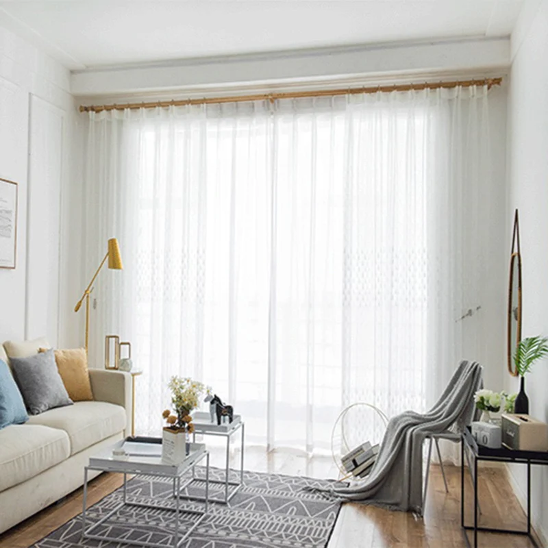 Вышитые белые прозрачные шторы в виде рыбьей чешуи нового дизайна для гостиной