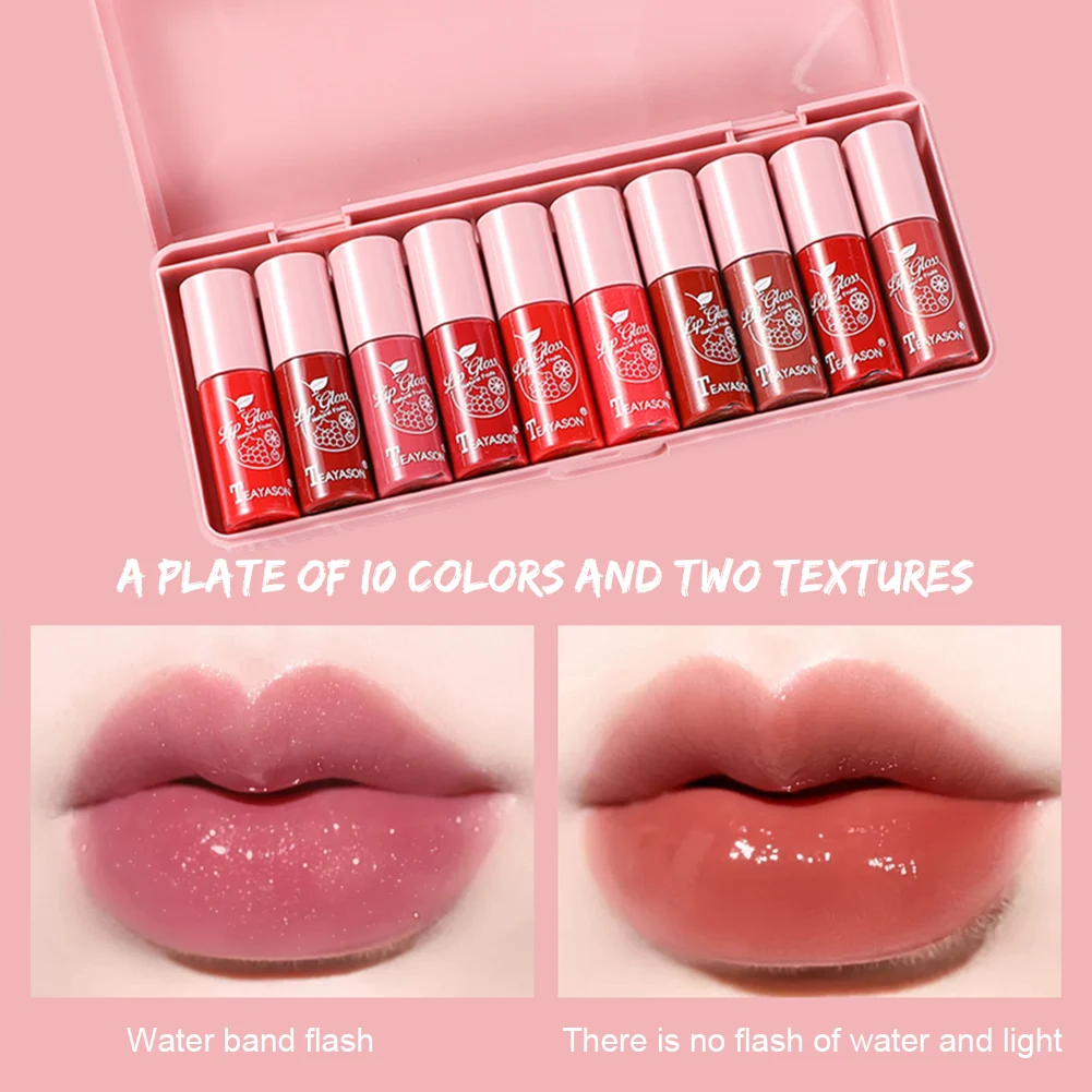 Набор блесков для губ 10 шт. мягкие и увлажняющие блестящие нелипкие помады