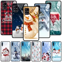tempered glass cover for samsung galaxy a51 a71 a91 a72 a52 a81 a41 a31 a21 a21s m51 m31 m21 shell merry christmas snowman snow