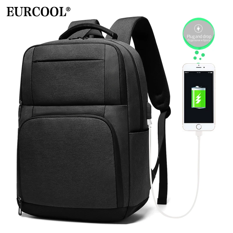 Модный школьный рюкзак EURCOOL для ноутбука 15 6 дюйма мужской подростков с USB