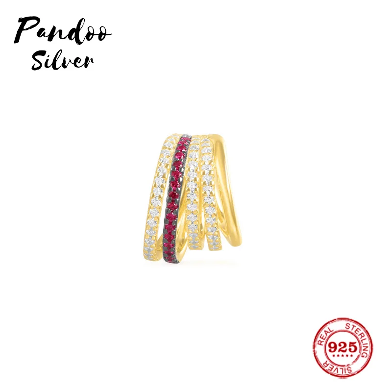 

Fashion Charm Silver Original 1:1 Copy,Single Gold Sterling Silver White & Burgundy Five Hoop Luxury Earring Jewelry Gift