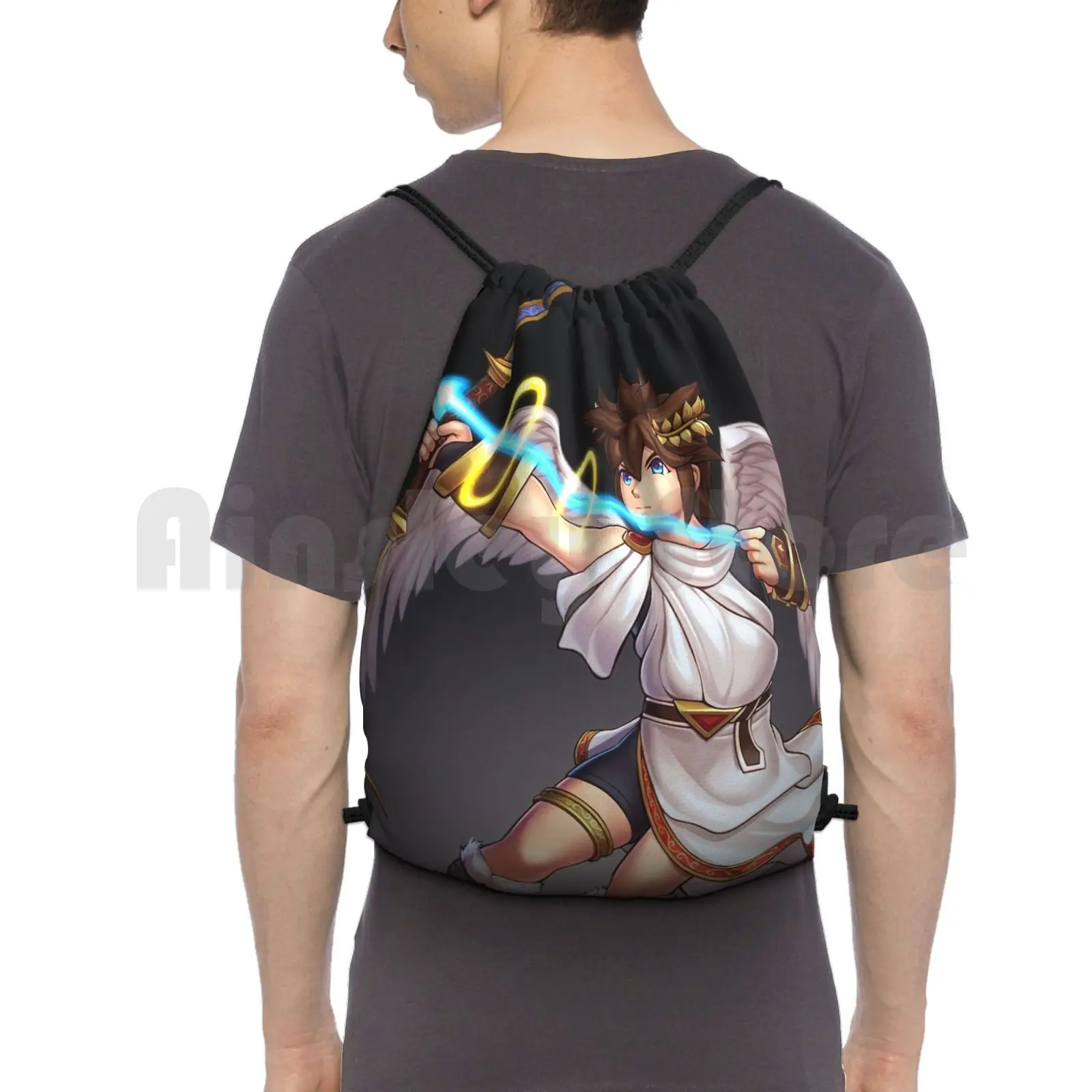 

Pit ( Ultimate ) Backpack Drawstring Bags Gym Bag Waterproof Pit Kid Icarus Smash Bros Smash Brothers Anime Uprising