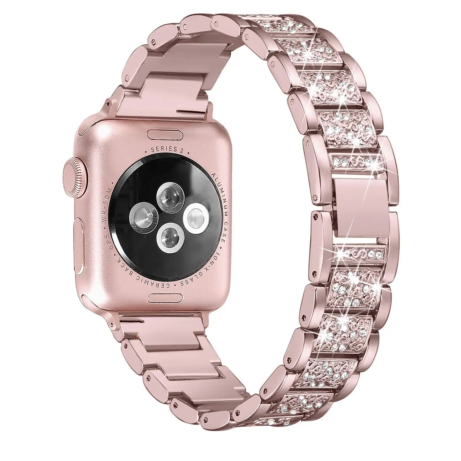 rose-pink Бриллиантовый ремешок для Apple Watch 38 мм 42 мм, металлические стразы, сменный Браслет для женщин iWatch, ремешок 40 мм, 44 мм, серия 5, 4 - Цвет ремешка: rose-pink