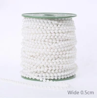 1m abs imitation pearl white beaded trim multi size lace crystal beads for wedding dress costume applique crafts beads trim vg33