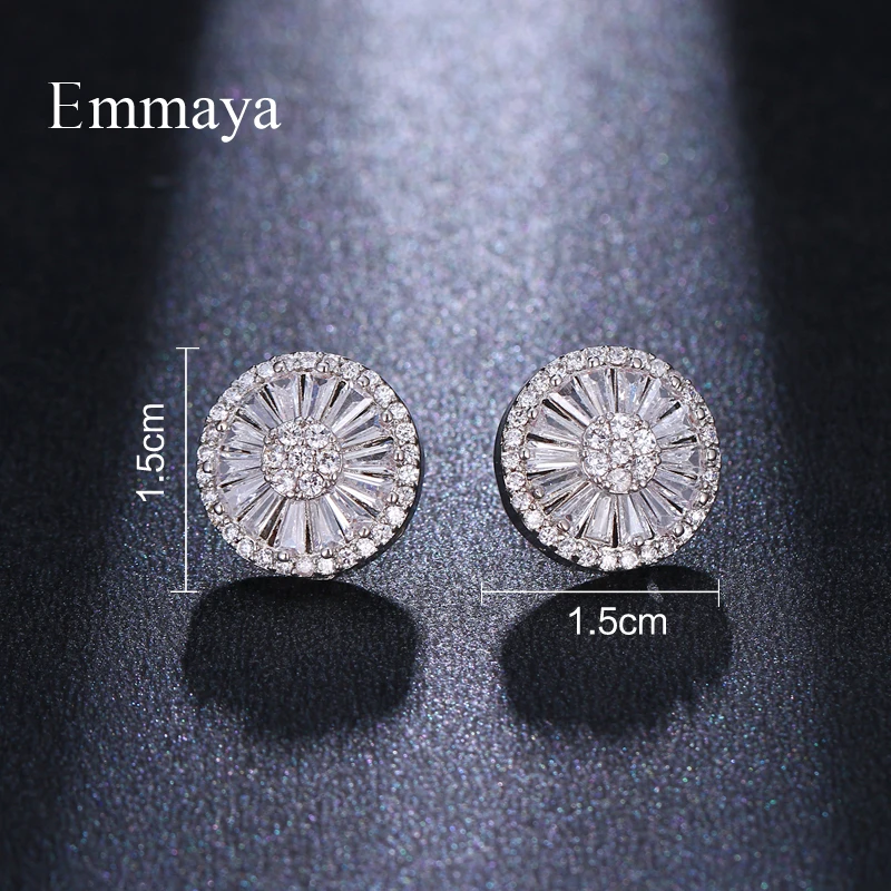 Женские серьги-гвоздики Emmaya классические круглые с фианитом и радиальным