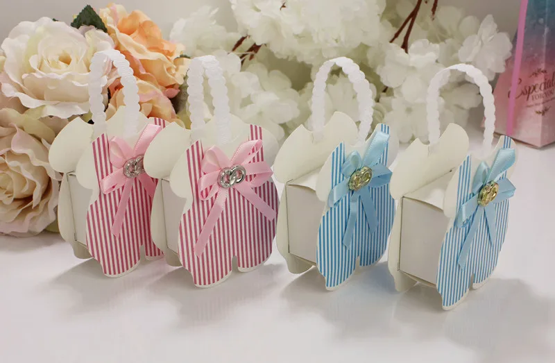 24Pcs Suspender Trousers Candy Gift Box Wedding Packaging Dragee Baptism Communion Decoration Party Paper Bags with Handle | Дом и сад