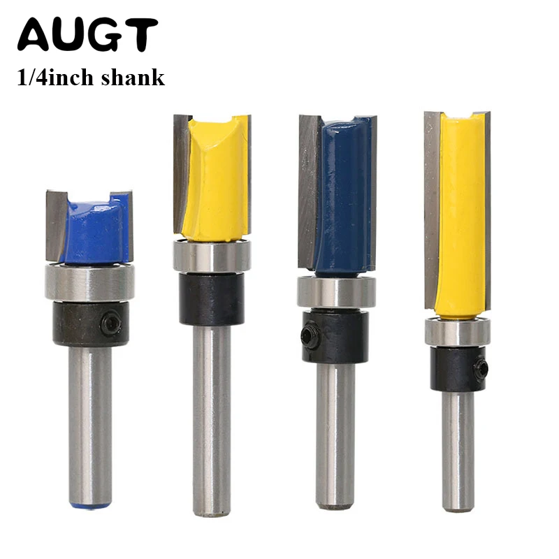 

Augusttools 1/4 8MM Shank Wood Milling Cutter Router Pattern Bit Straight End Mill Trimmer Cleaning Flush Woodworking Tool Set