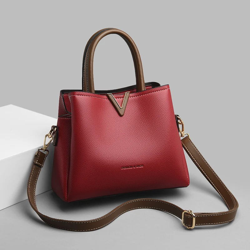 

Luxury Pu Leather Crossbody Bags for Women Lychee Pattern Shoulder Bag Top-Handle Tote Handbags 2021 New Female Messenger Bags