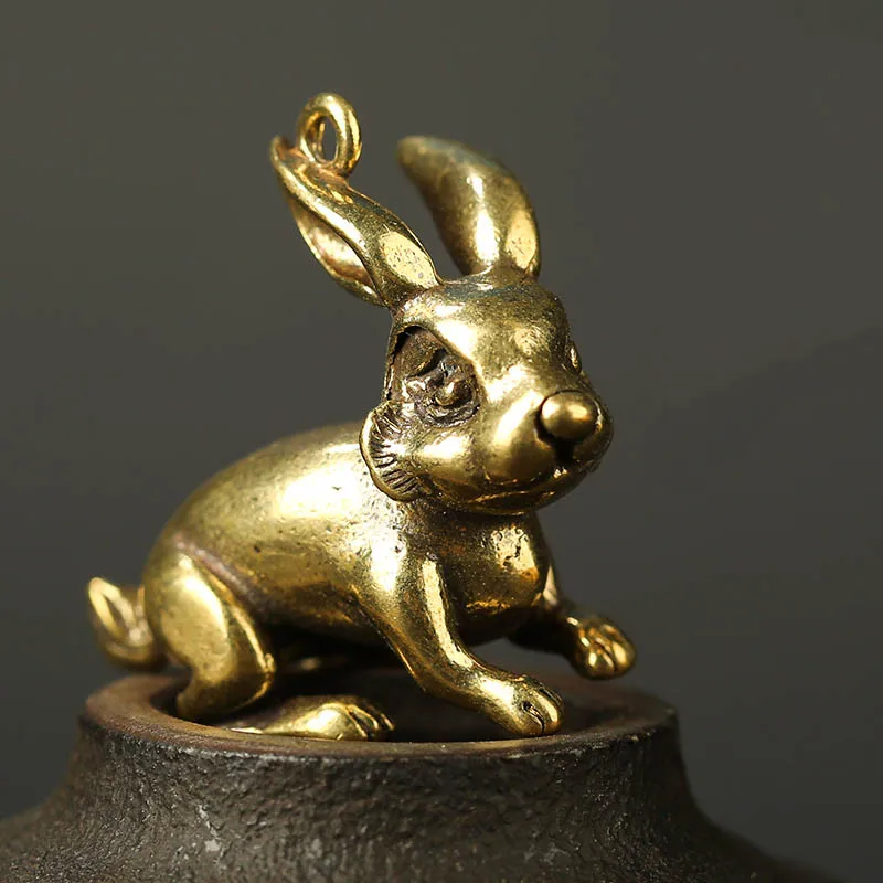 Ретро латунный брелок для ключей с мультяшным кроликом в виде автомобиля кольца