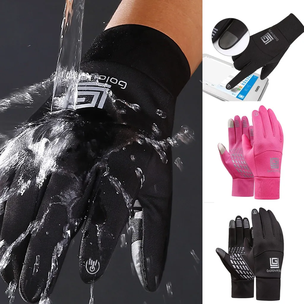 Водонепроницаемые перчатки унисекс для улицы зимние Бархатные на молнии