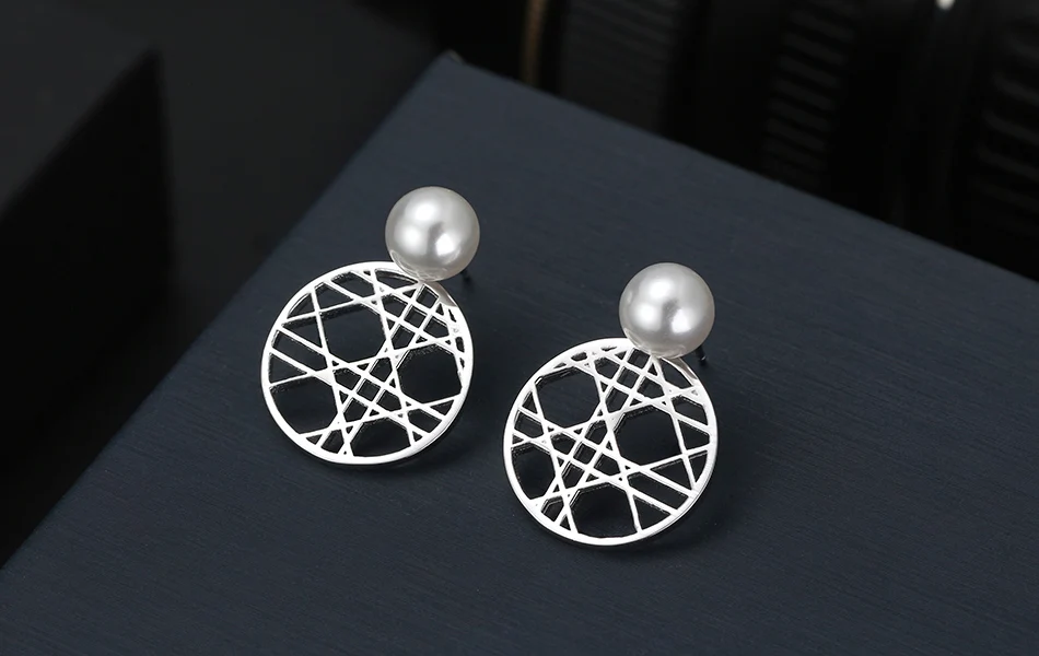 ORSA JEWELS Настоящее серебро 925 пробы Женские Имитация жемчуга круглые серьги неправильные полые модные серьги ювелирные изделия SE159