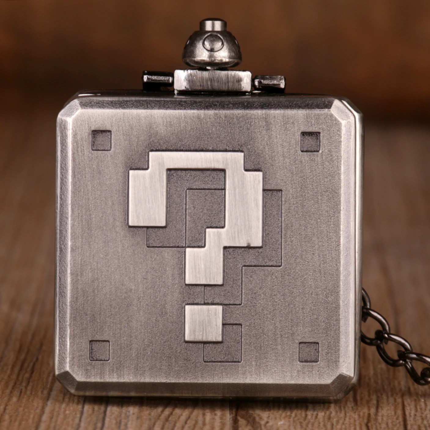 Квадратные большие карманные часы в стиле стимпанк ретро с вопросами и цепочкой