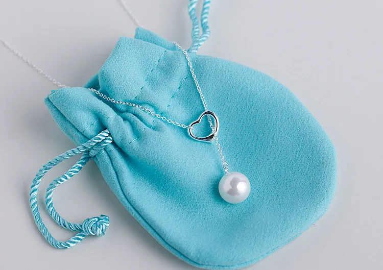 

European And American New Sterling Silver Necklace S925 Sterling Silver Necklace Pendant Heart-Shaped Pearl Necklace