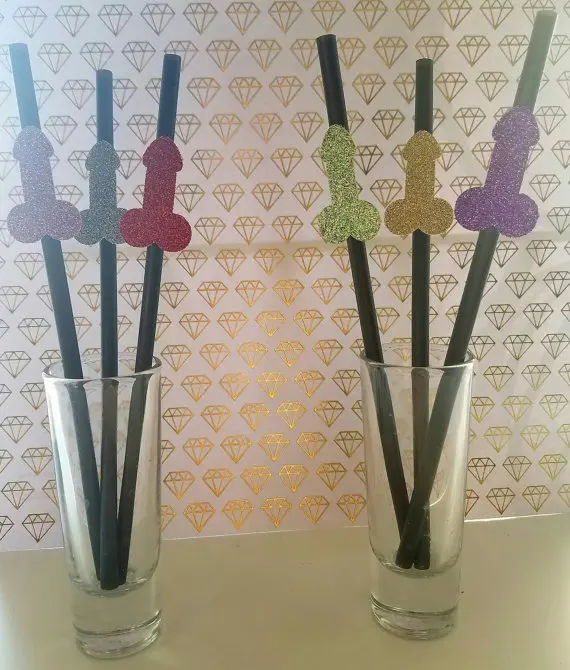 Распродажа! Соломинки для пениса с блестками набор из 25 соломинок девичника