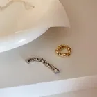 Женские серьги-клипсы, массивные, металлические, связанная цепочка, без пирсинга, в минималистическом стиле, магнит сплава