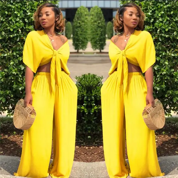 Женский летний комплект 2020 из 2 предметов с галстуком-бабочкой короткий рукав топ