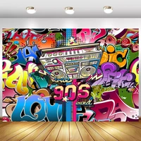 90%e2%80%98s party backdrop for photography hip hop graffiti 90s birthday party decoration background photo studio photocall