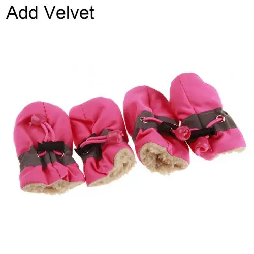 Pink Add Velvet Нескользящая Мягкая Водонепроницаемая Обувь для собак, щенков, носки, ботинки, покрытие для обуви, товары для домашних животных - Цвет: Pink Add Velvet