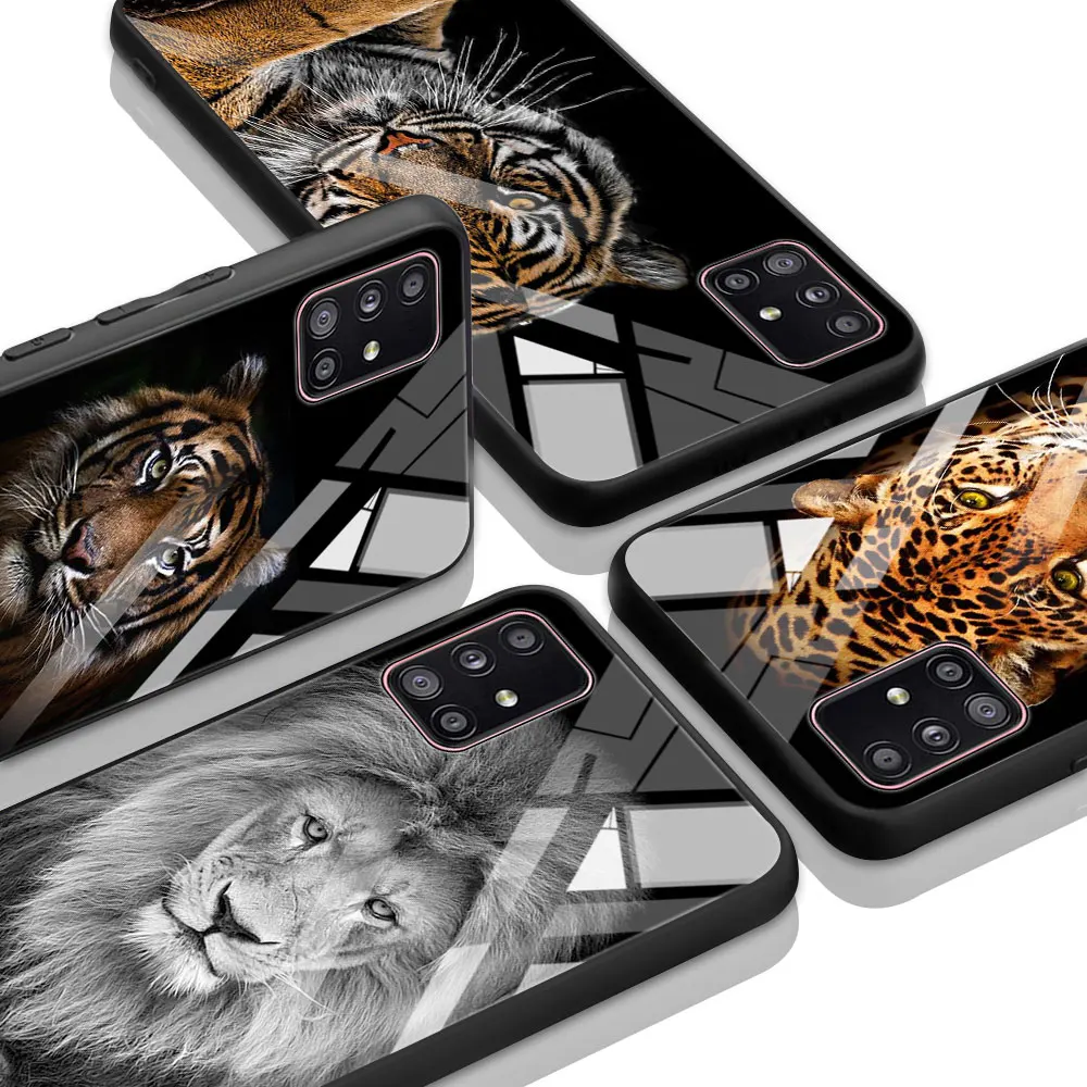 

Lion Tiger Animal Glass Case For Samsung Galaxy A51 A71 A21S A70 A31 A10 M31 M51 A91 Phone Cover A30 M30S A40 A41 A11 Fundas