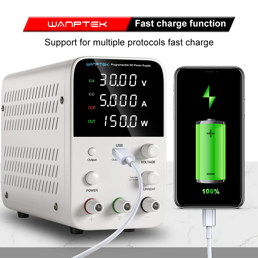 Источник питания Wanptek постоянный ток 30 в 10 А лабораторный верстак СВЕТОДИОДНЫЙ