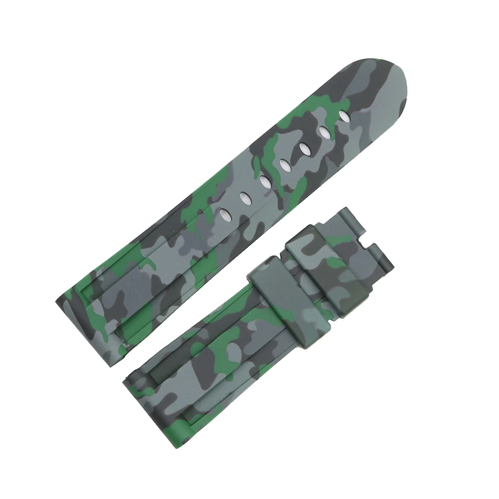 CARLYWET 38 40 42 44mm Top Quality Camo Pure Silicone Rubber Replacement Wrist Watchband Strap For Iwatch Series 4/3/2/1