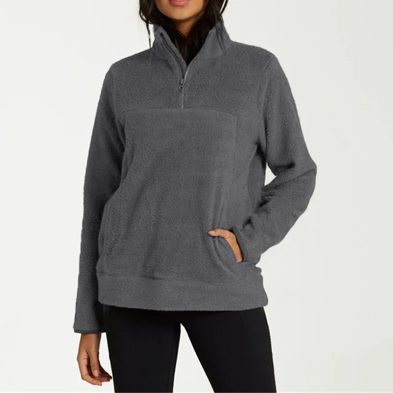 

New Autumn and Winter 2019 Leisure Solid Color Long - Sleeved Head Zipper Ladies Warm Clothing Women Sweatshirt Pullovers