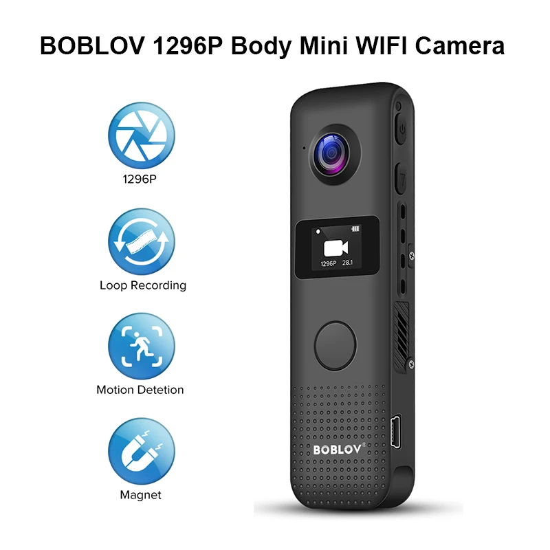 

BOBLOV Mini Camera WIFI HD 1296P 32GB Professional BodyCam Micro Magnet Cameras Motion Detection Loop Recording Camcorder