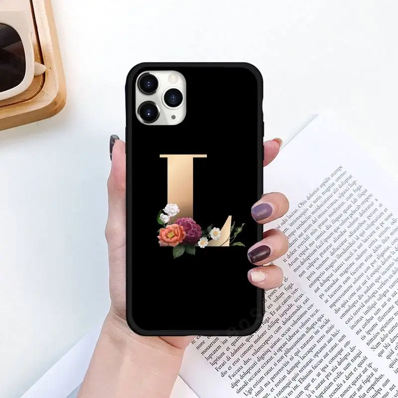 

Flower custom initial letter flower Phone Case for iPhone 11 12 pro XS MAX 8 7 6 6S Plus X 5S SE 2020 XR Luxury shell funda