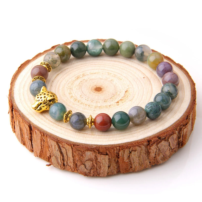 Качественные натуральные индийские Агаты камень браслет золотой серебряный