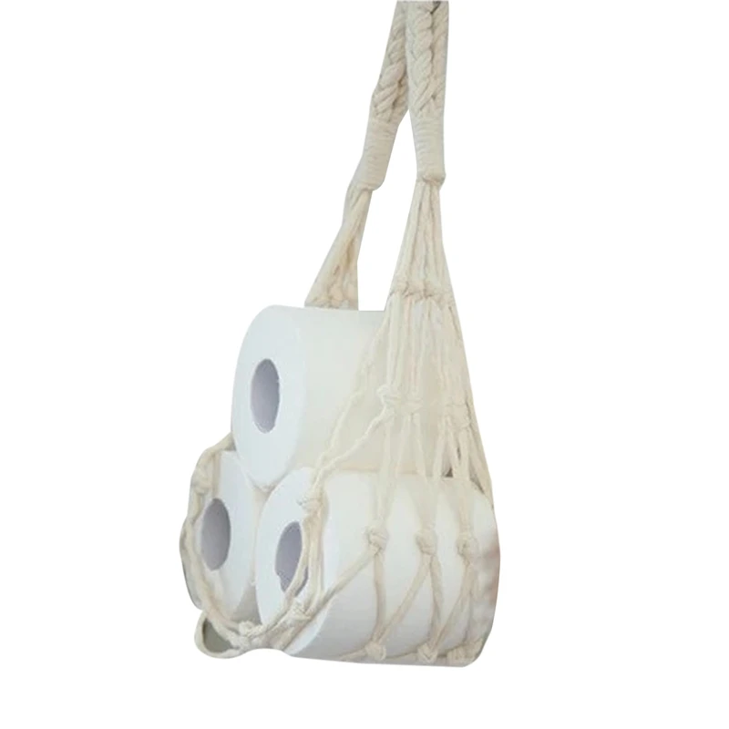 

Nordic Hanging Cotton Rope Holder for Toilet Paper Magazine Books Holder Home Hotel Storage Hanging Pocket Rack