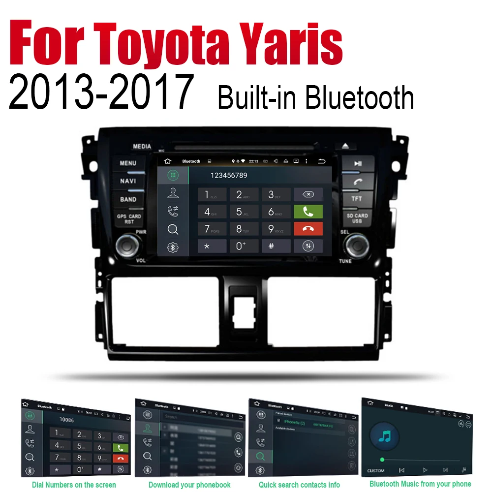 Автомобильная Мультимедийная система на Android для Toyota Yaris 2013 2014 2015 2016 2017 с