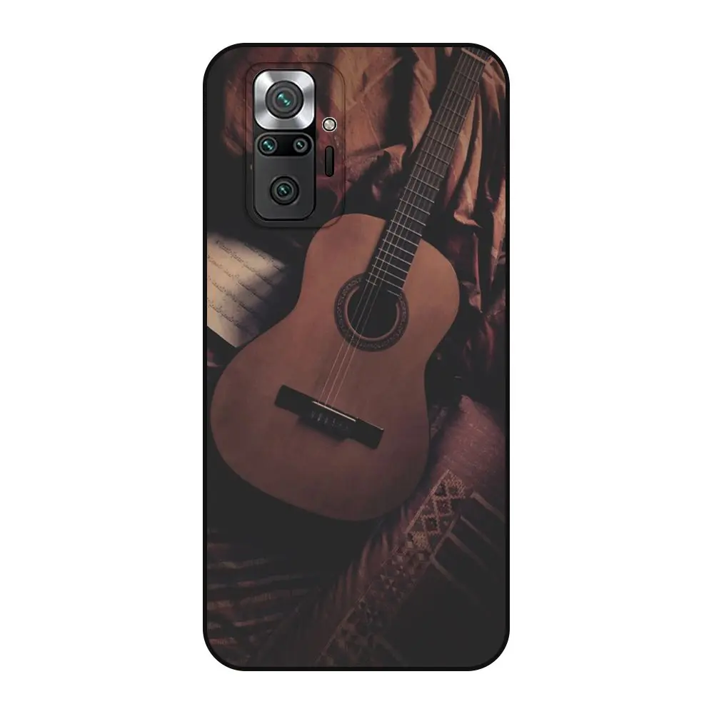 Гитара Les Paul Gibson самая популярная Redmi Note 10 10s Pro 4G 5G Черная задняя 3D оболочка