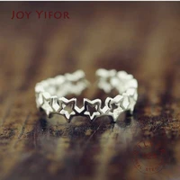 authentic 925 sterling silver stars hollowout finger rings for women hypoallergenic gift statement jewelry