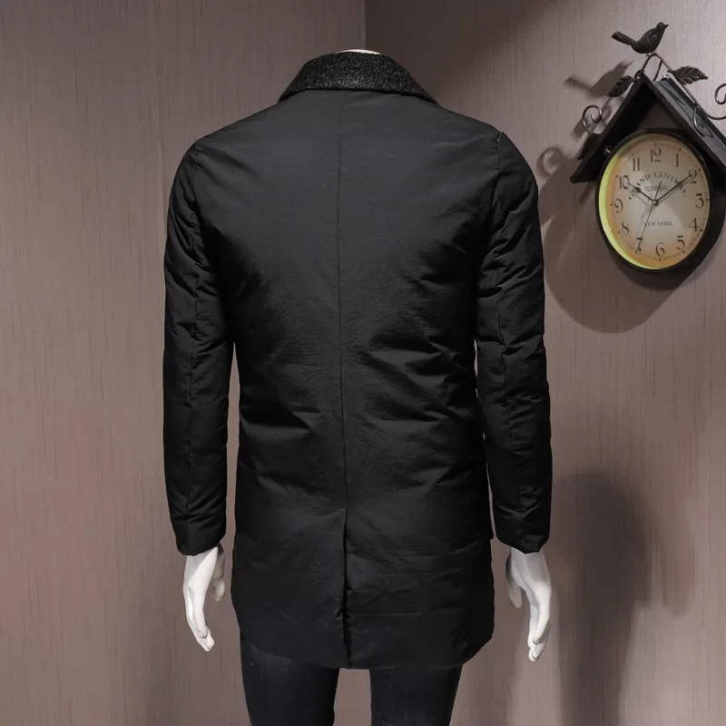 

Парка мужская однобортная средней длины, облегающее пальто с воротником с лацканами, черная теплая верхняя одежда, пальто, 4XL, зима