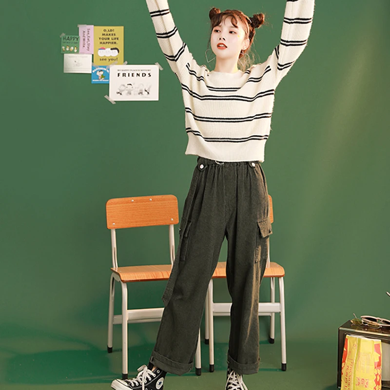 Женские свободные брюки в стиле ретро однотонные рабочие прямые с большими