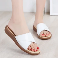 slippers women summer genuine leather cow leather shoes woman flats slides high quality fashion slippers ladies plus size shoes