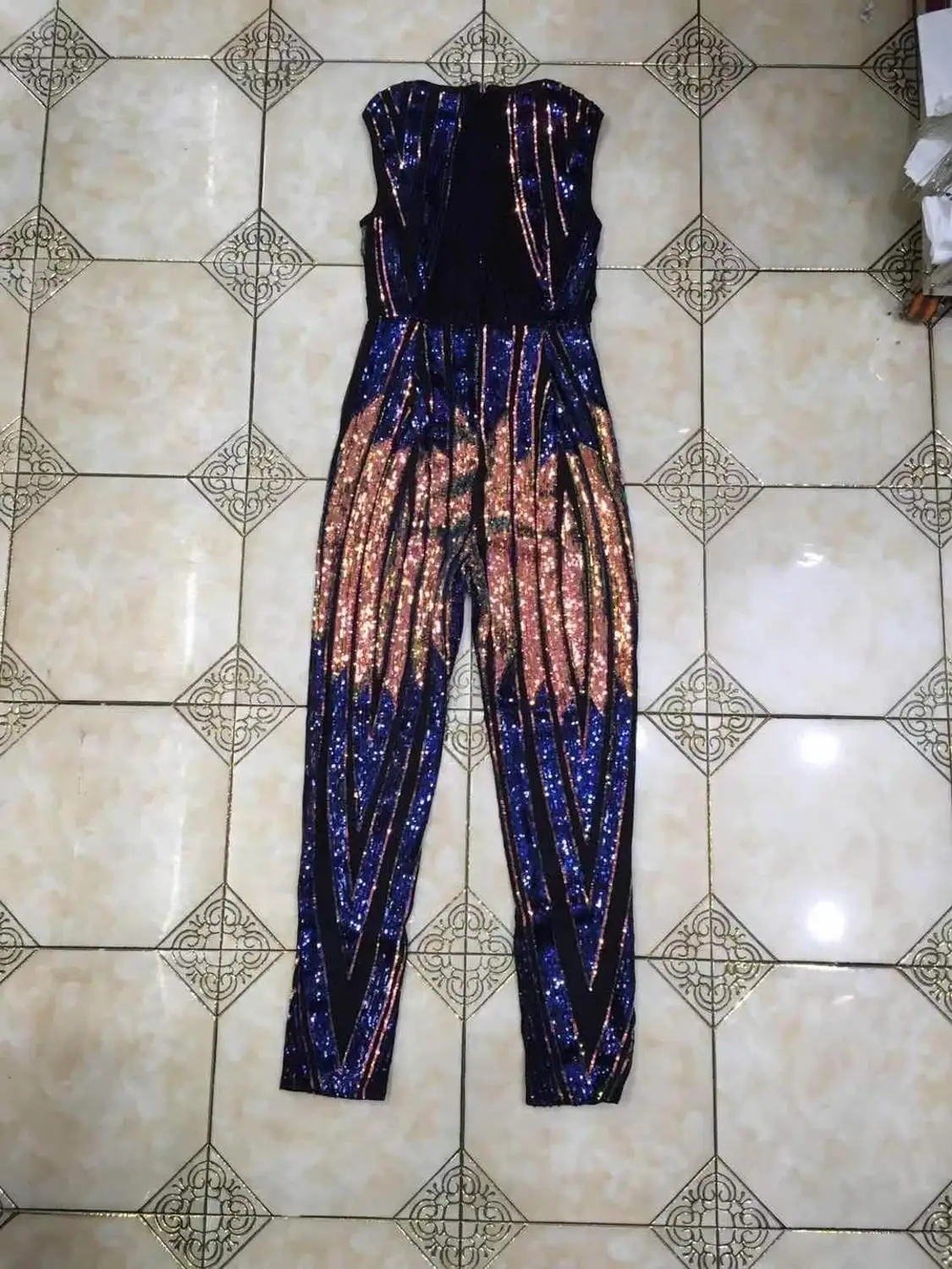 

Women Sexy O Neck Mesh Sequins Glitter Sparkly Chic Jumpsuit 2020 Fashion Bodycon High Street Autumn Rompers