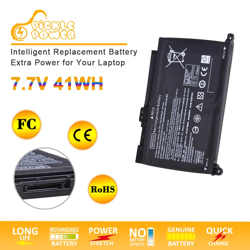 Аккумулятор BP02XL для ноутбука HP Pavilion батарея 5150 мА · ч 7 в 41 Вт/ч ПК 15 AU 849909 850 (F9 21 421