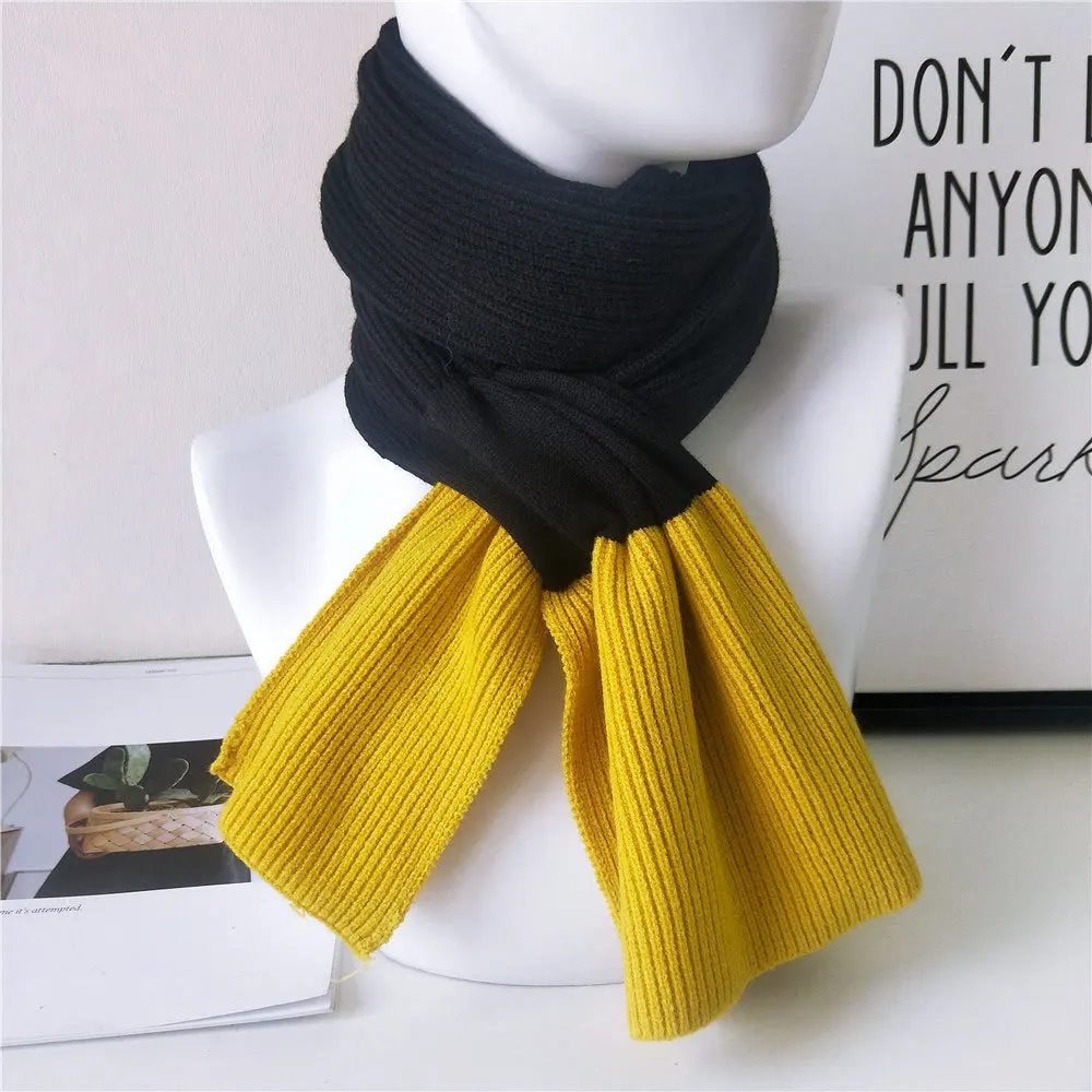 Двухцветный Одноцветный длинный студенческий шарф для мужчин и женщин