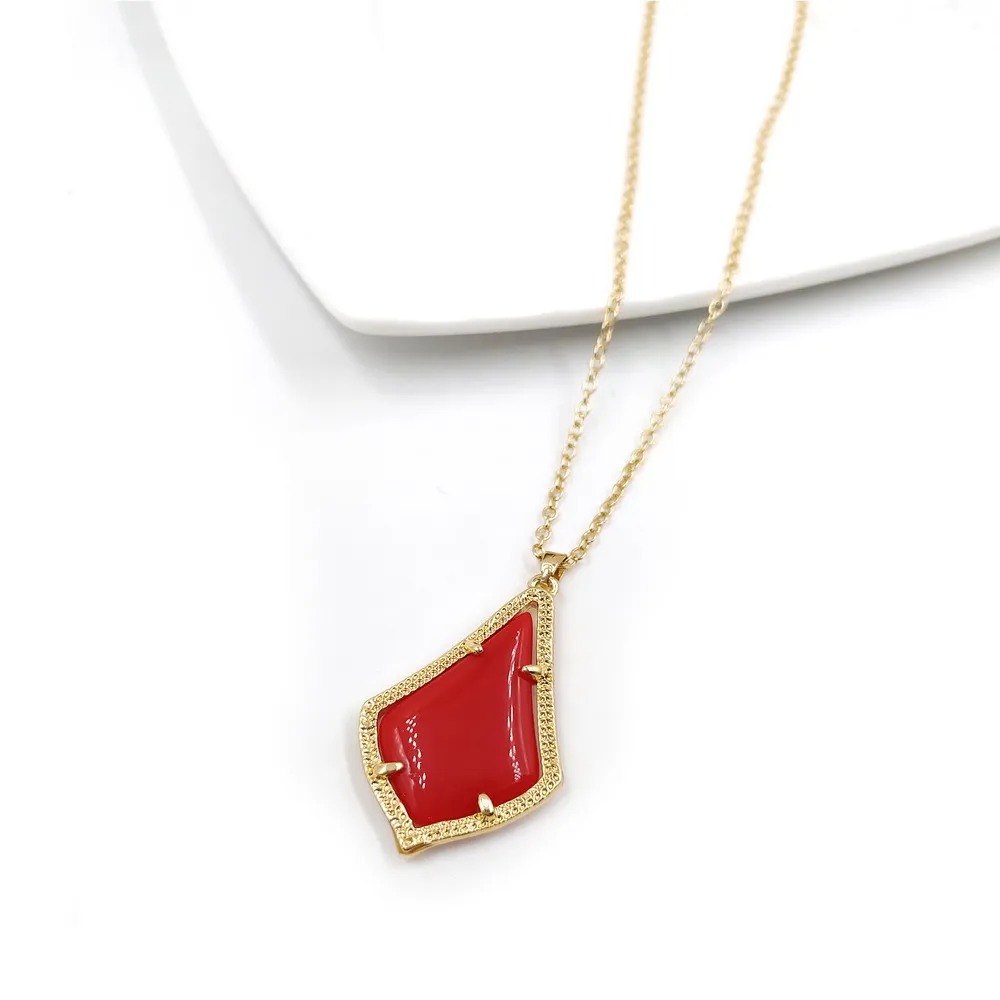 Kace ярко-розовые Висячие серьги для женщин - Окраска металла: Gold red  necklace