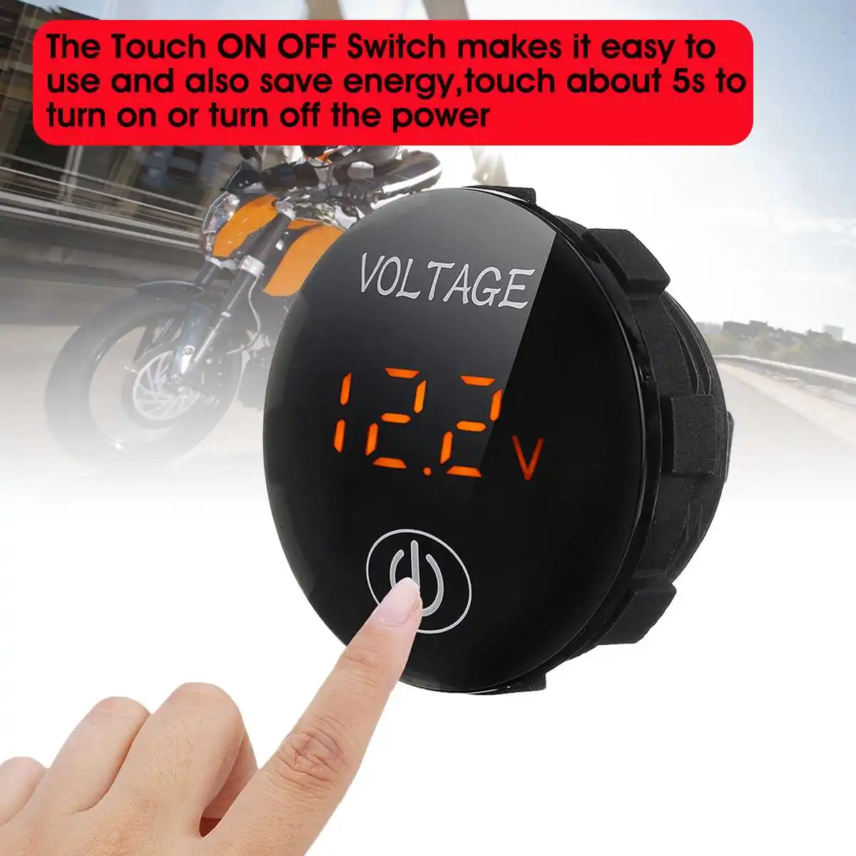 Измеритель напряжения для автомобиля и мотоцикла с сенсорным экраном