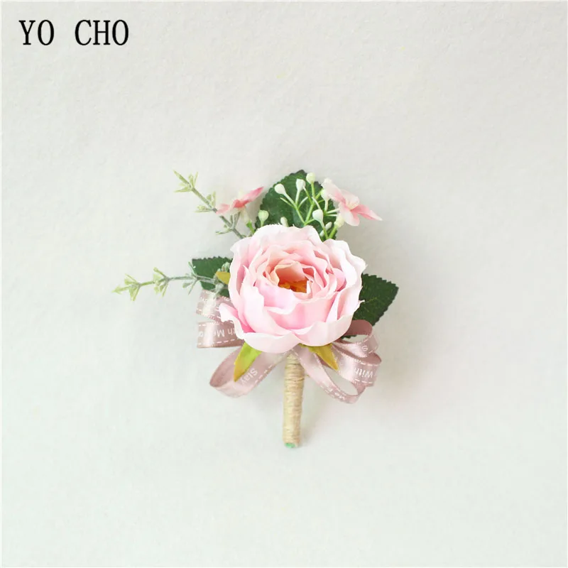 boutonniere-J Йо Чо искусственный цветок Мужская бутоньерка, жених бутоньерка Buttonhole свадебный цветок на запястье Шелковая Роза украшение для свадьбы аксессуары для планировщика - Цвет: boutonniere-J