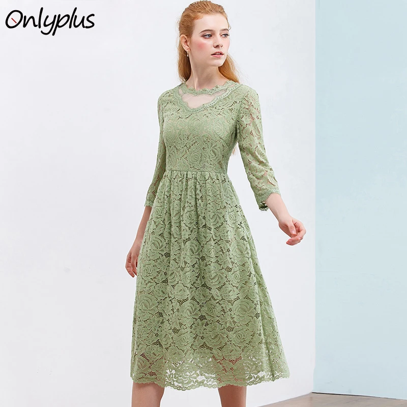 Только плюс зеленое кружевное платье женская обувь пропускающая воздух
