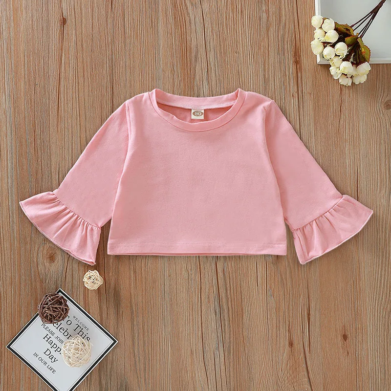 2019 г. Одежда для маленьких девочек осенний комплект розовый топ с цветочным