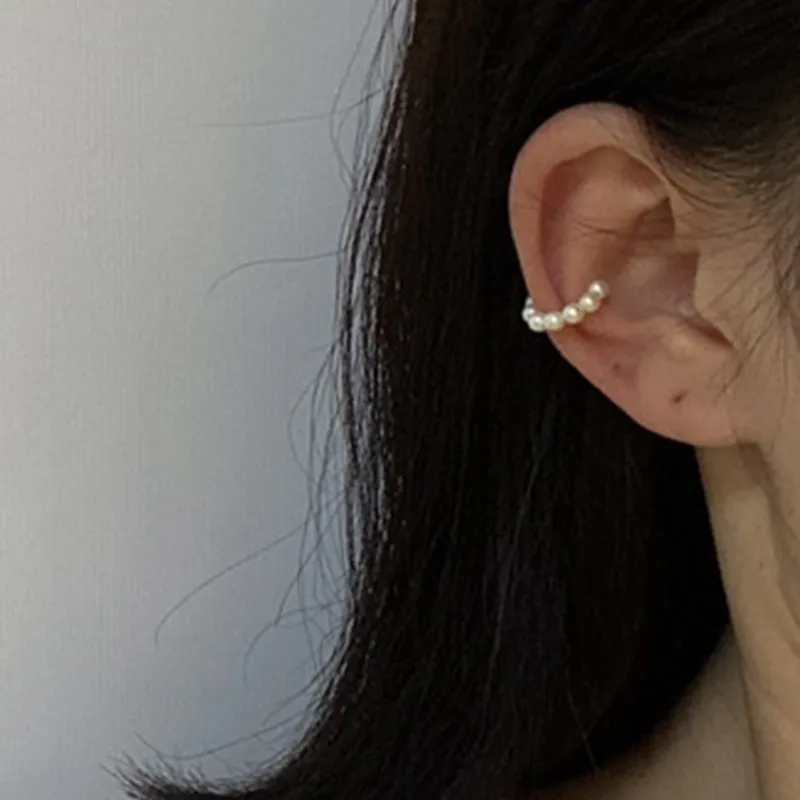 Жемчужные серьги клипсы в Корейском стиле милые романтичные жемчужные для