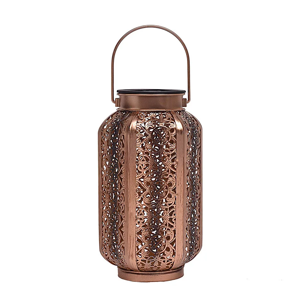 

Solar Lantern Hollow Carved Hanging Bright Lantern with Handle Home Decor L23