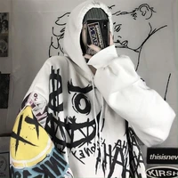qweek goth harajuku hoodie punk anime oversized sweatshirt graffiti hoodies women cartoon print hoodie 2021 streetwear women