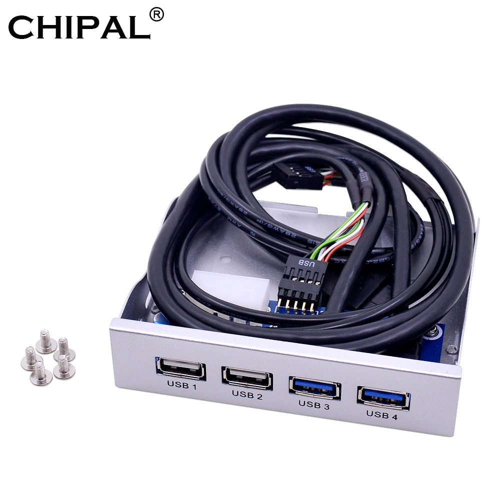 CHIPAL серебристый 4 порта USB 2 0 3 Передняя панель Hub 20Pin разделитель внутренний