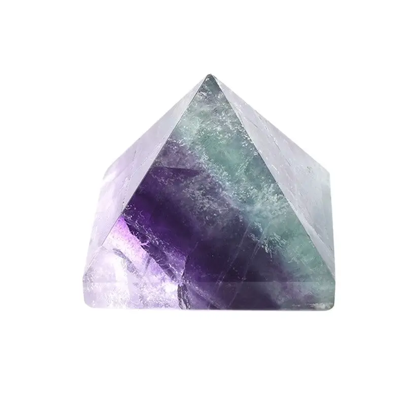 

Natural crystal crafts healing rainbow fluorite pyramid stone for sale